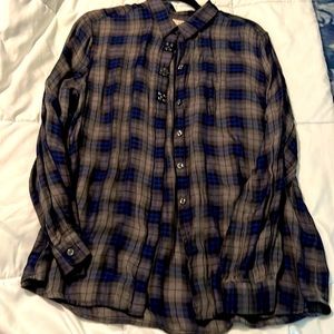 Blue lumberjack blouse